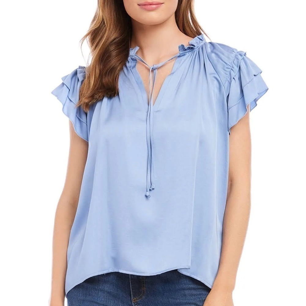 Karen Kane Costa Palmas Ruffle Sleeve Top *read description*